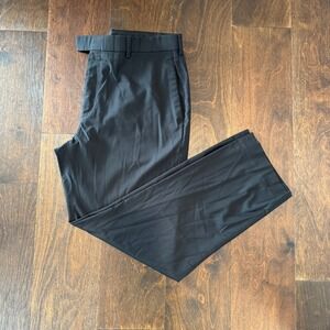 Savane Mens Black Dress Pants Flat Front Straight Leg Size 38x30